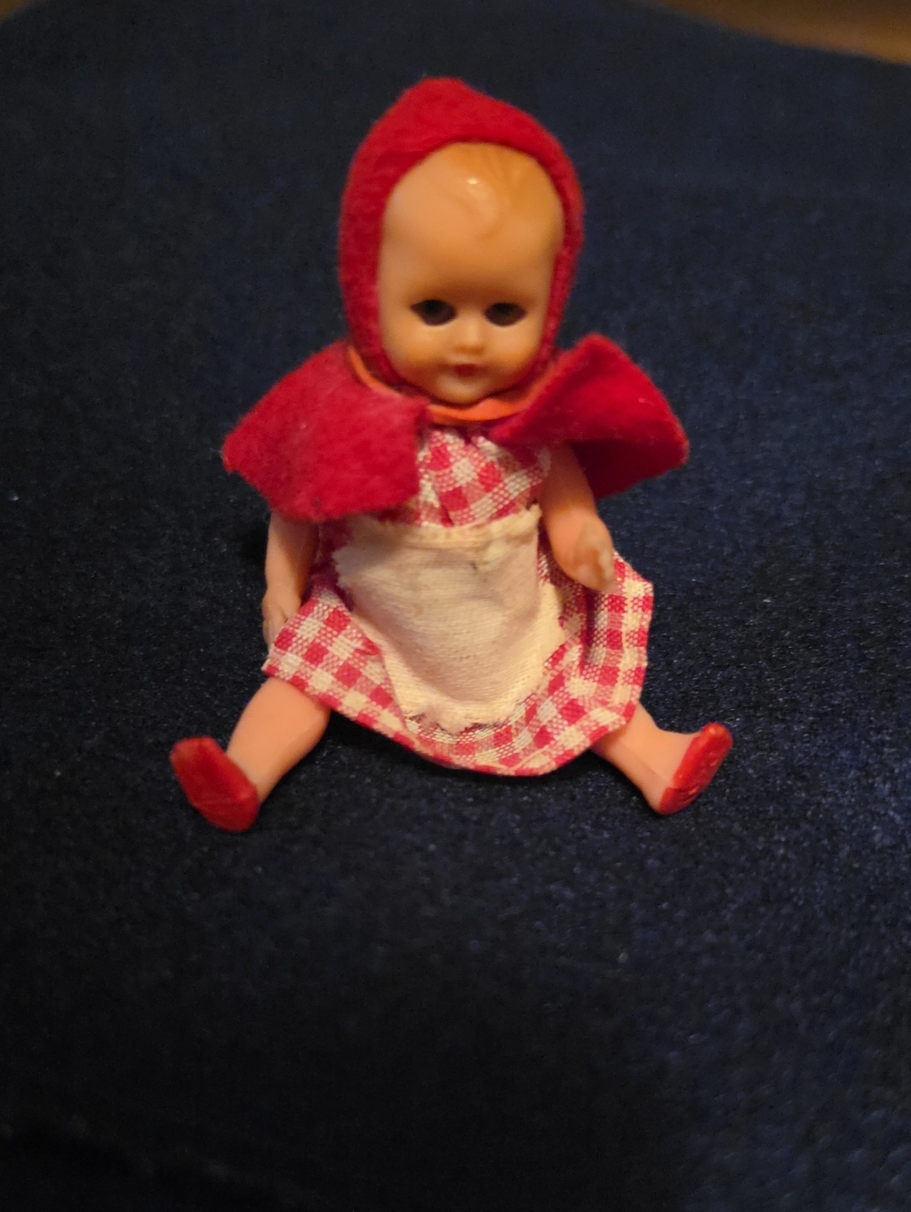 Little Red Riding Hood Mini Doll in Red Gingham Dress – Vintage